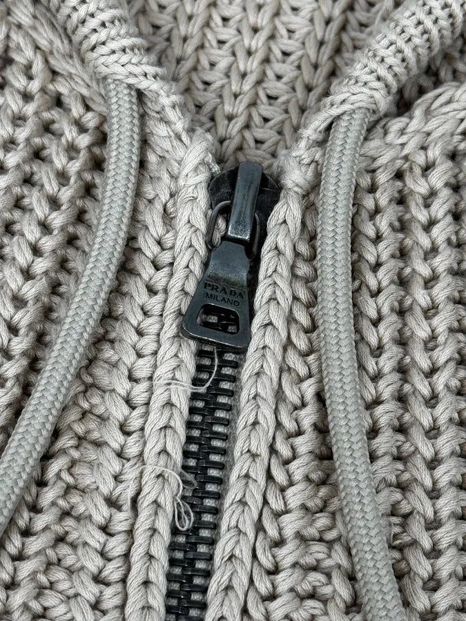 2000s Prada Beige Wool Minimalist Zip-up Hoodie OJfqiCr 7