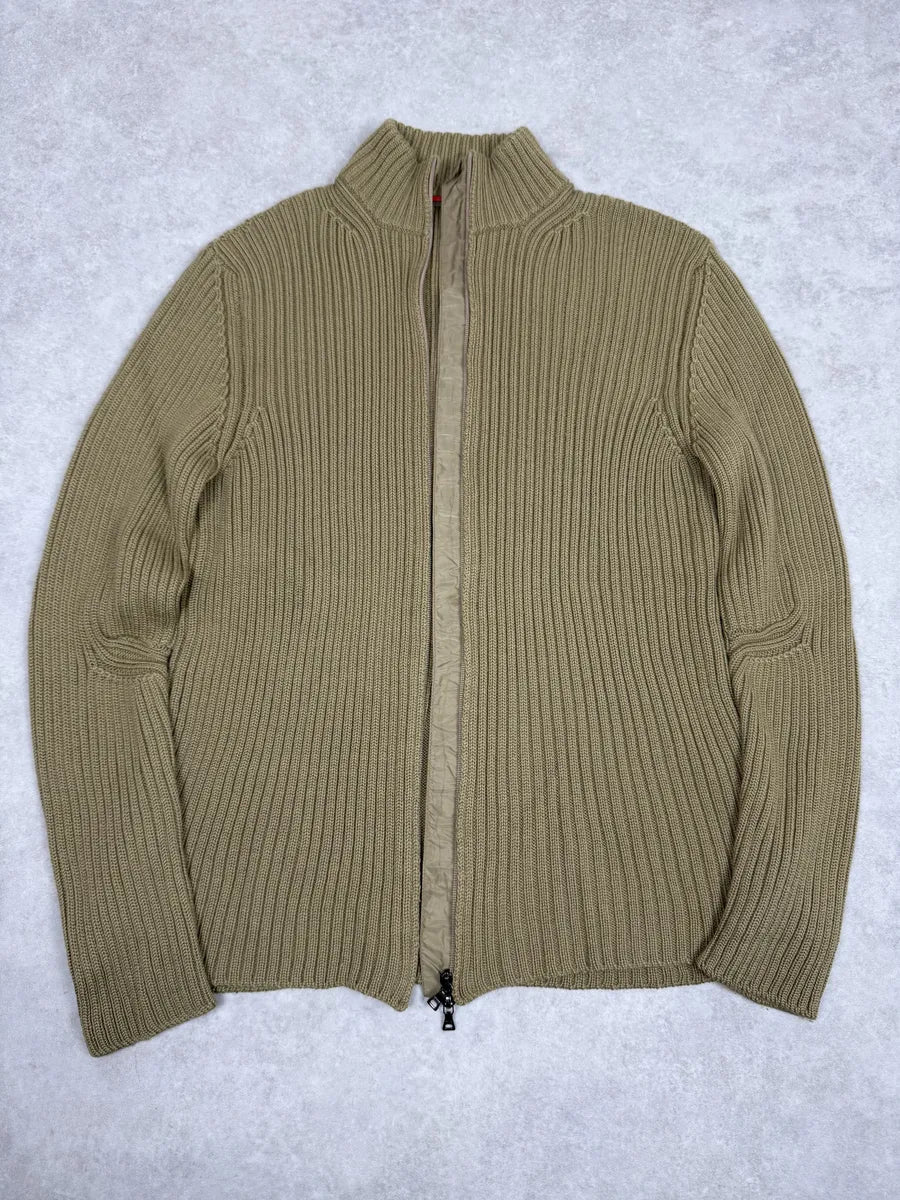 2000s Prada Beige Zip-Up Wool Sweater XlwVZhK 0