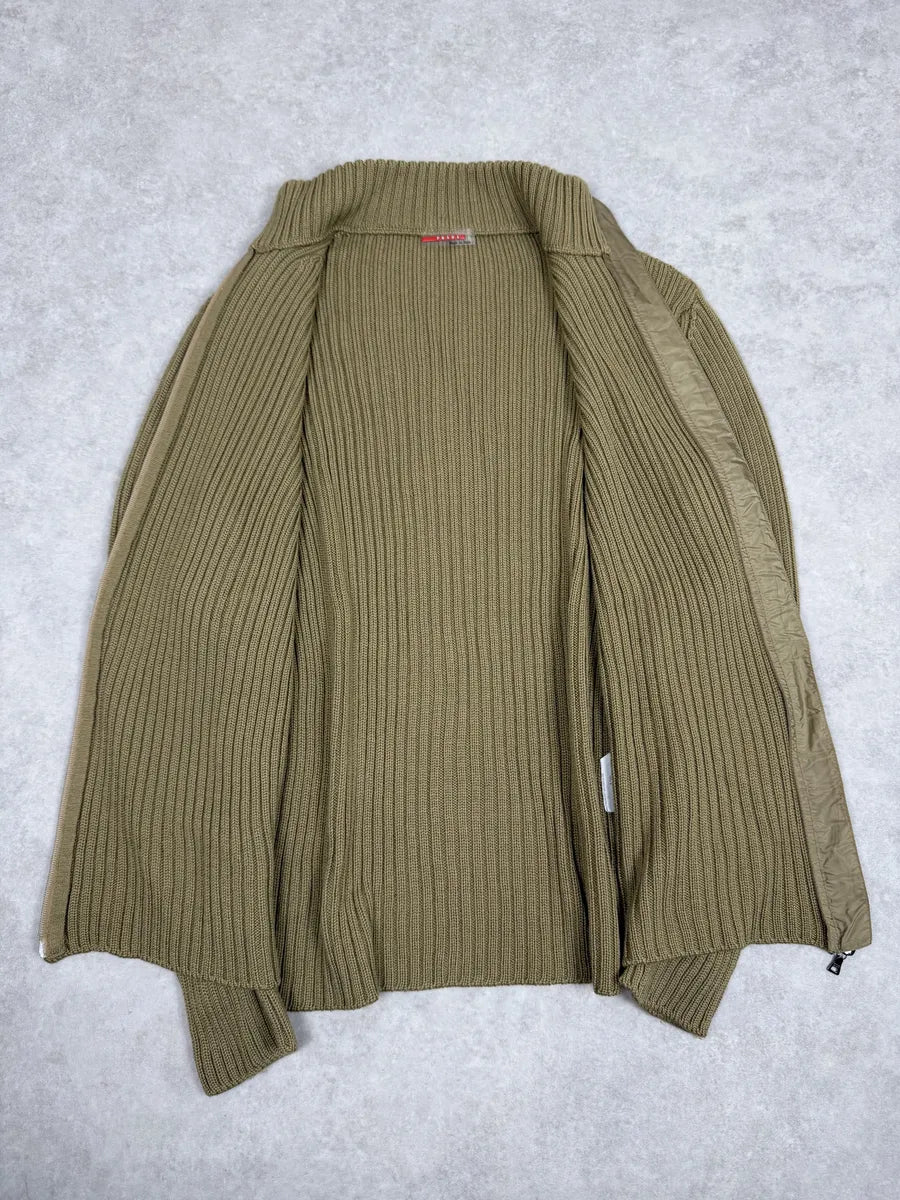 2000s Prada Beige Zip-Up Wool Sweater XlwVZhK 7