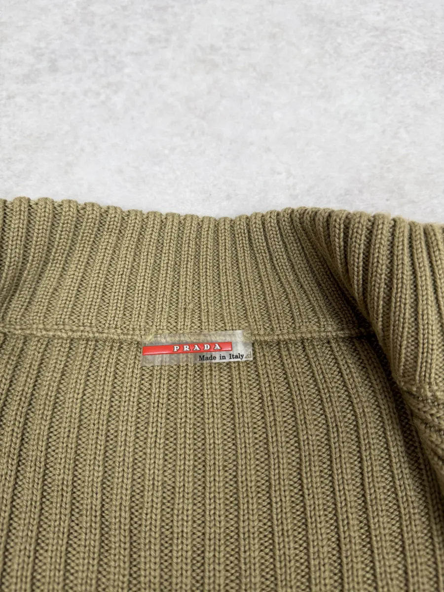 2000s Prada Beige Zip-Up Wool Sweater XlwVZhK 8