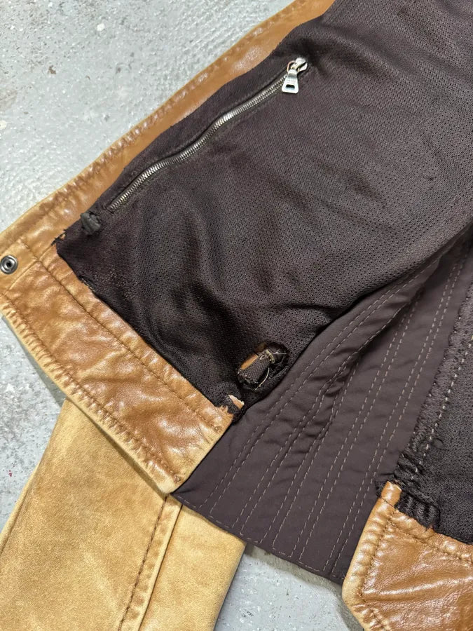 2000s Prada Biker Aged Brown Leather Jacket (M) Hlcreuf 15