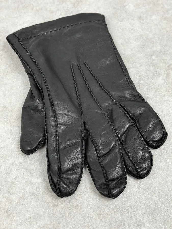 2000s Prada Biker Black Leather Gloves SFSwkaO 4