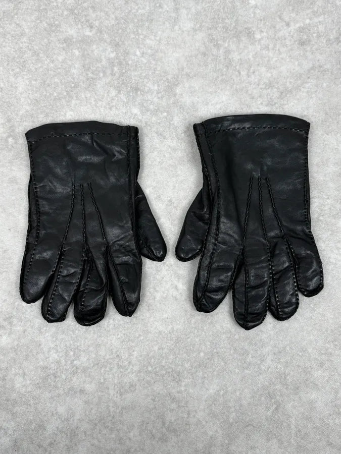 2000s Prada Biker Black Leather Gloves SFSwkaO 2