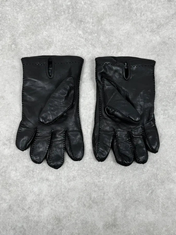 2000s Prada Biker Black Leather Gloves SFSwkaO 3