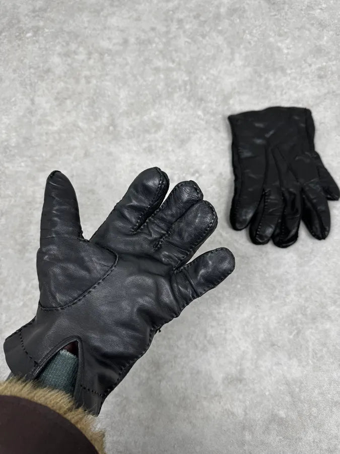 2000s Prada Biker Black Leather Gloves SFSwkaO 1