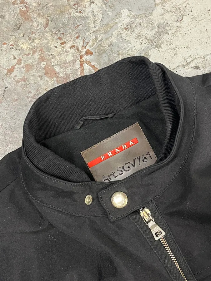 2000s Prada Biker Black Nylon Jacket vUctAgw 3