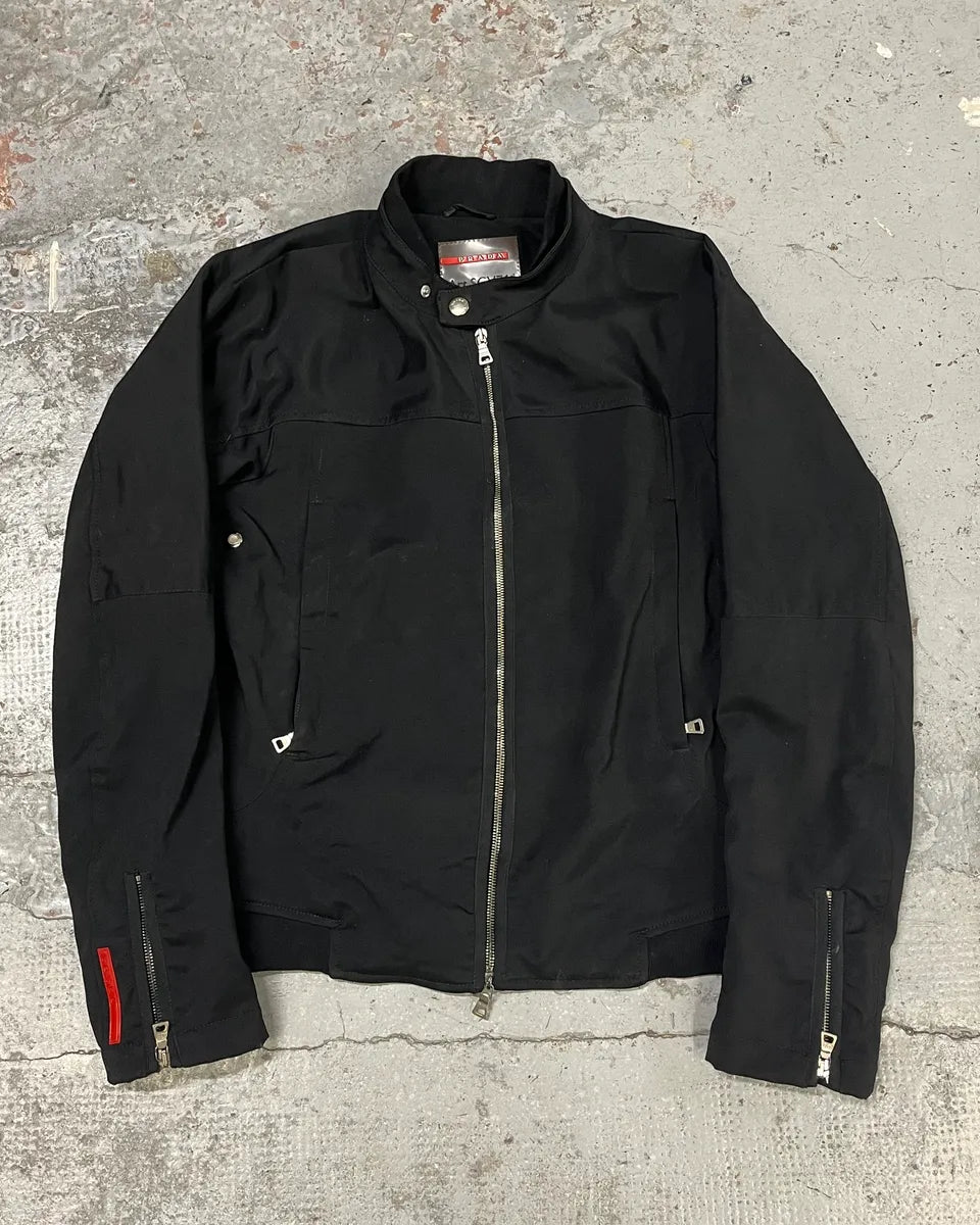 2000s Prada Biker Black Nylon Jacket vUctAgw 0