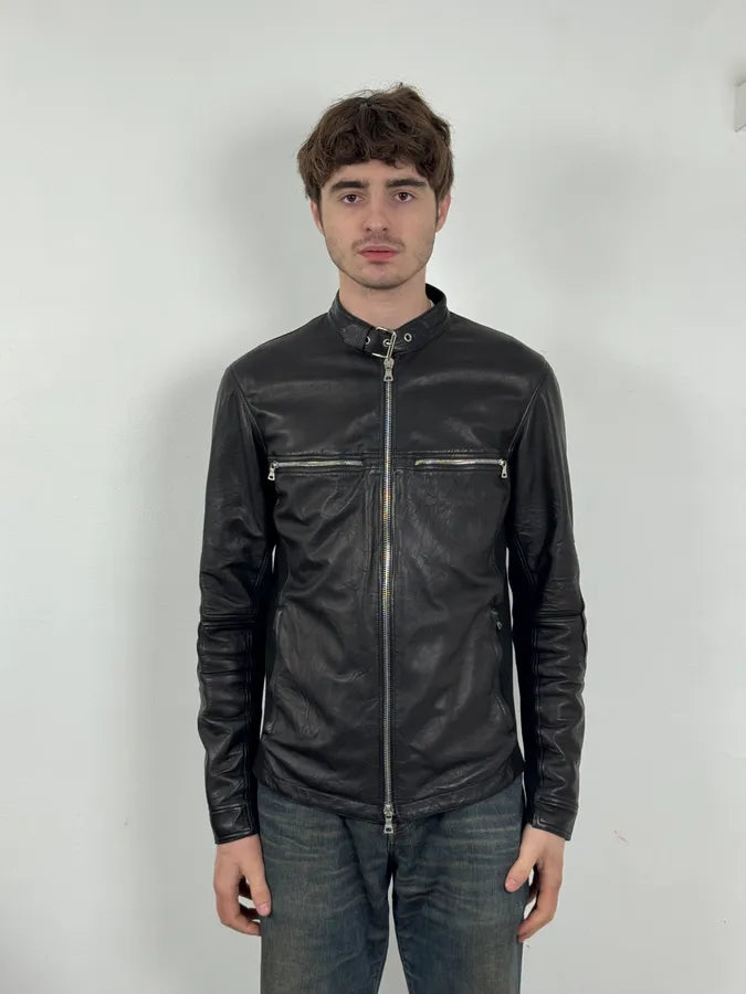 2000s Prada Biker Hybrid Leather Jacket EGeLfgc 1