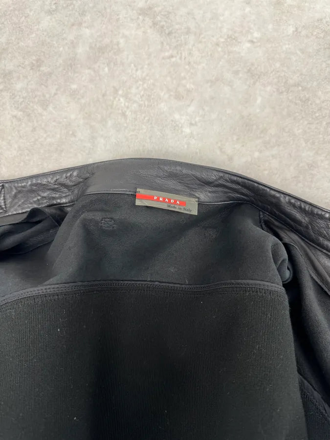 2000s Prada Biker Hybrid Leather Jacket EGeLfgc 7