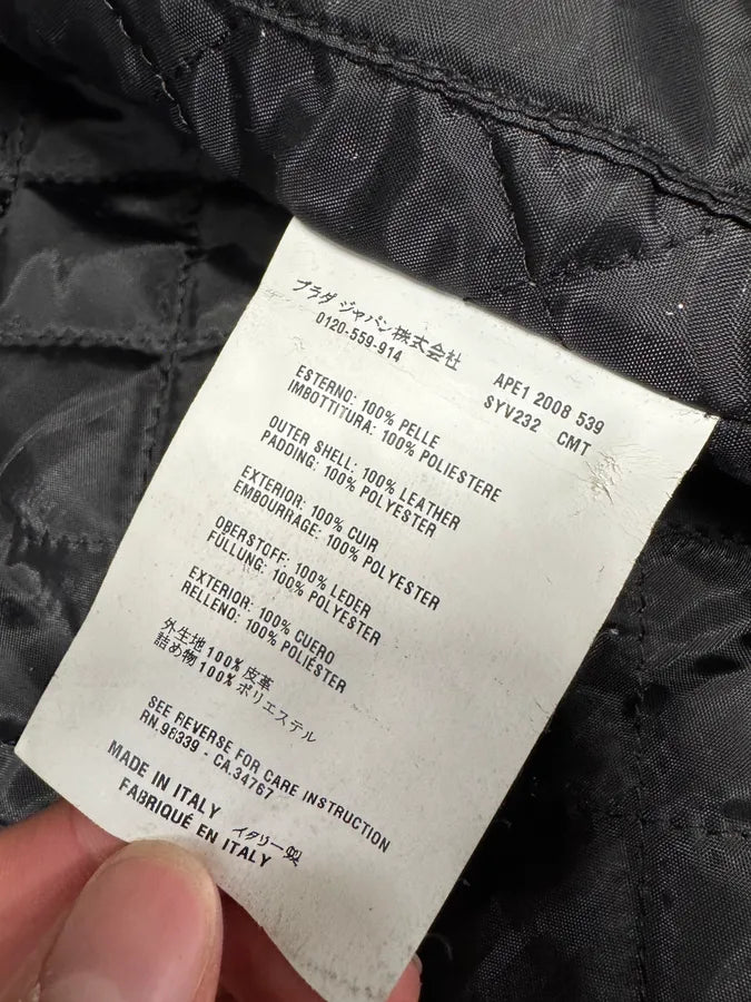 2000s Prada Biker Navy Leather Jacket (M) 14