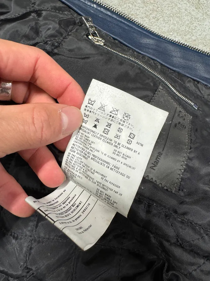 2000s Prada Biker Navy Leather Jacket (M) 15