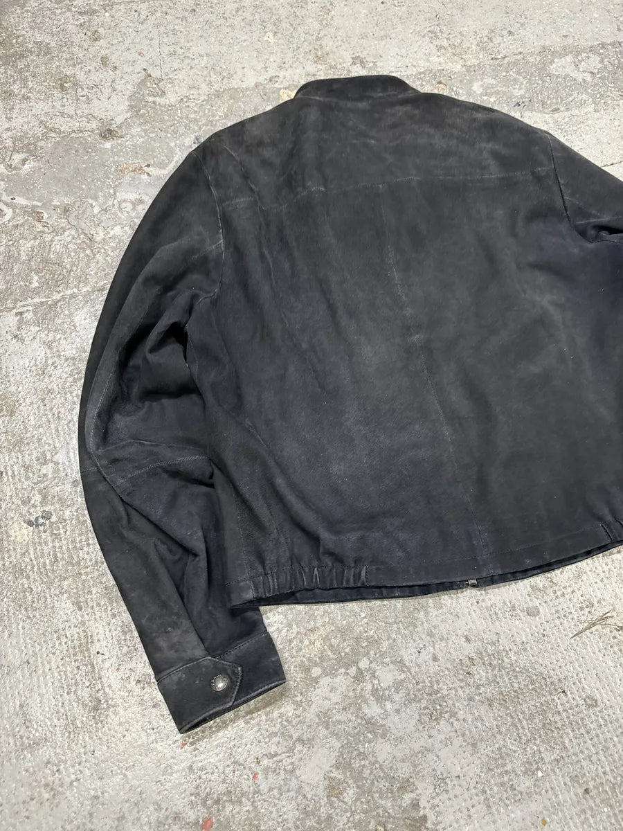 2000s Prada Biker Navy Suede Leather Jacket (M) JPnInMp 6