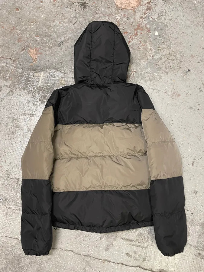 2000s Prada Black & Beige Hooded Lina Rossa Puffer Jacket axzfmhW 3