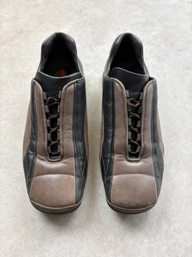 2000s Prada Black & Brown Leather Sport Sneakers LVYLrPY 1