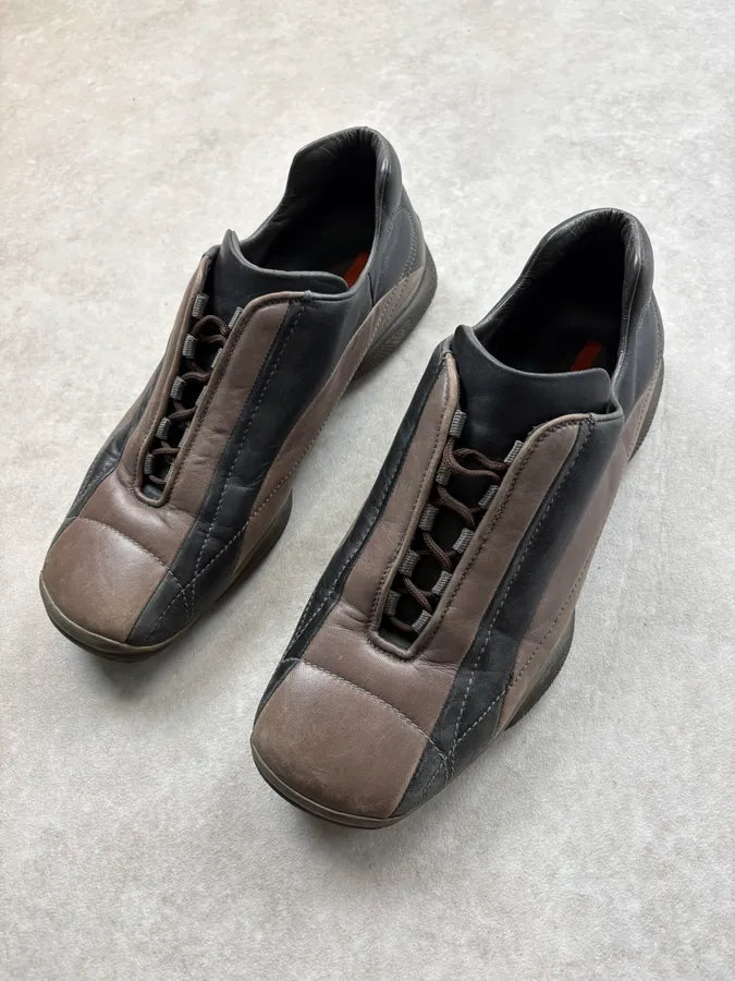 2000s Prada Black & Brown Leather Sport Sneakers LVYLrPY 2