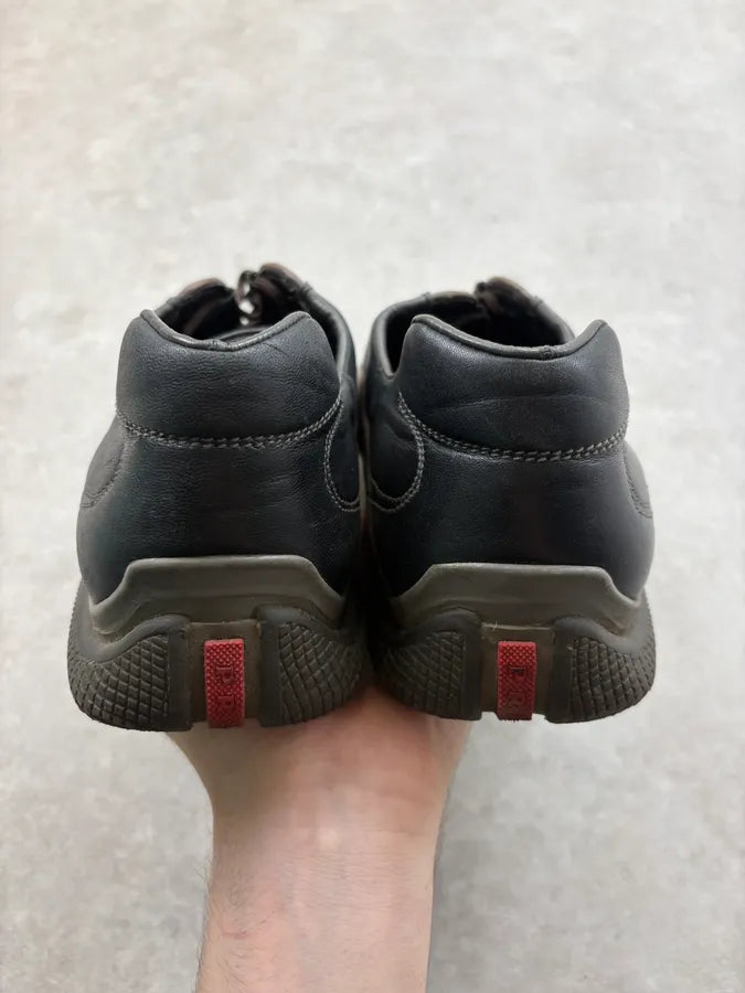 2000s Prada Black & Brown Leather Sport Sneakers LVYLrPY 6