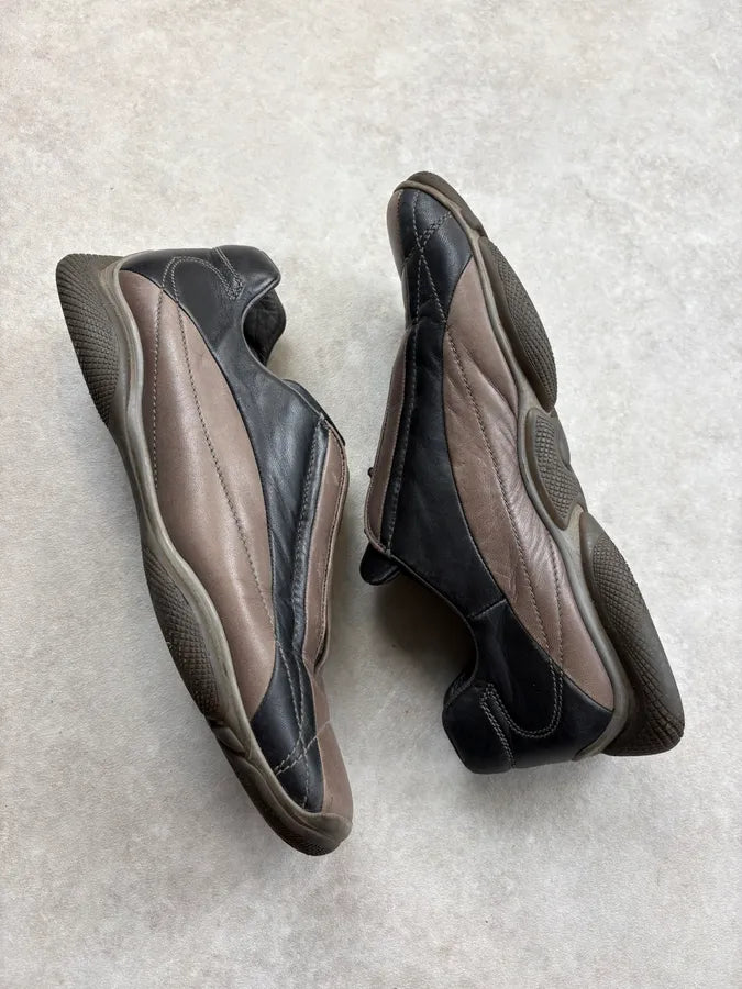 2000s Prada Black & Brown Leather Sport Sneakers LVYLrPY 5