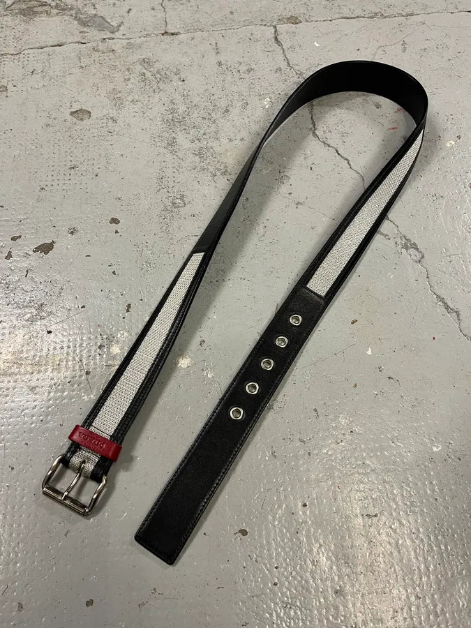 2000s Prada Black & Grey Hybrid Leather Belt kHcSDpo 2