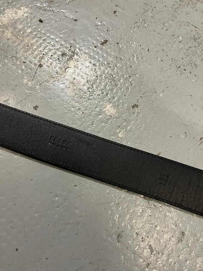 2000s Prada Black & Grey Hybrid Leather Belt kHcSDpo 8