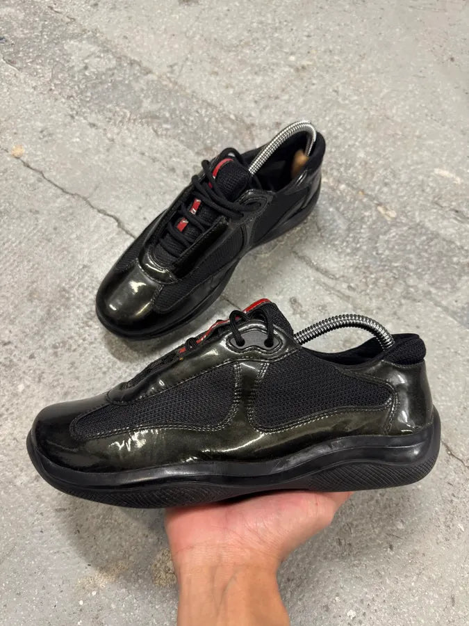 2000s Prada Black & Khaki America’s Cup Leather Sneakers (40eu/us7) 1