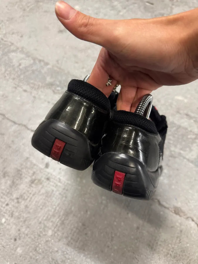 2000s Prada Black & Khaki America’s Cup Leather Sneakers (40eu/us7) 2