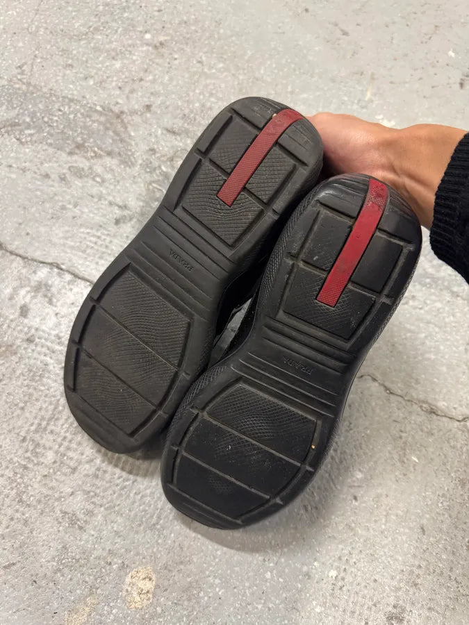 2000s Prada Black & Khaki America’s Cup Leather Sneakers (40eu/us7) 4