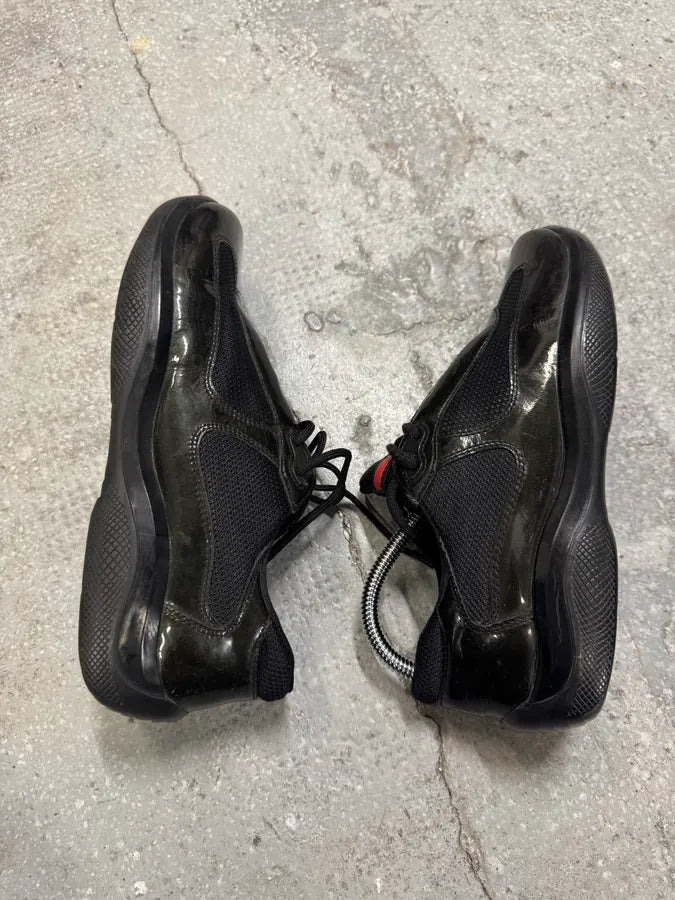 2000s Prada Black & Khaki America's Cup Leather Sneakers 2000s Prada Black & Khaki America's Cup Leather Sneakers