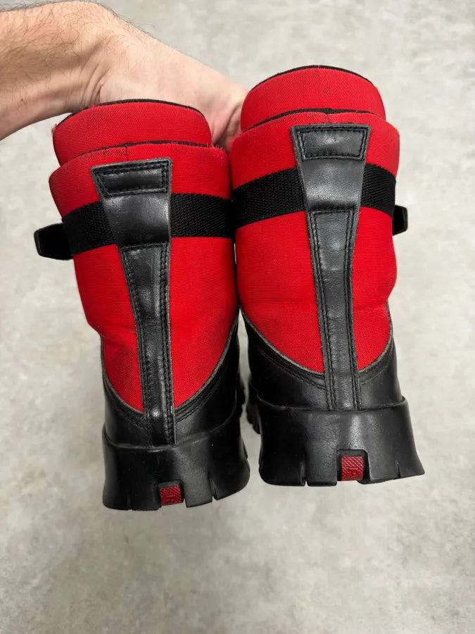 2000s Prada Black & Red Leather High Boots EkpBNAR 4