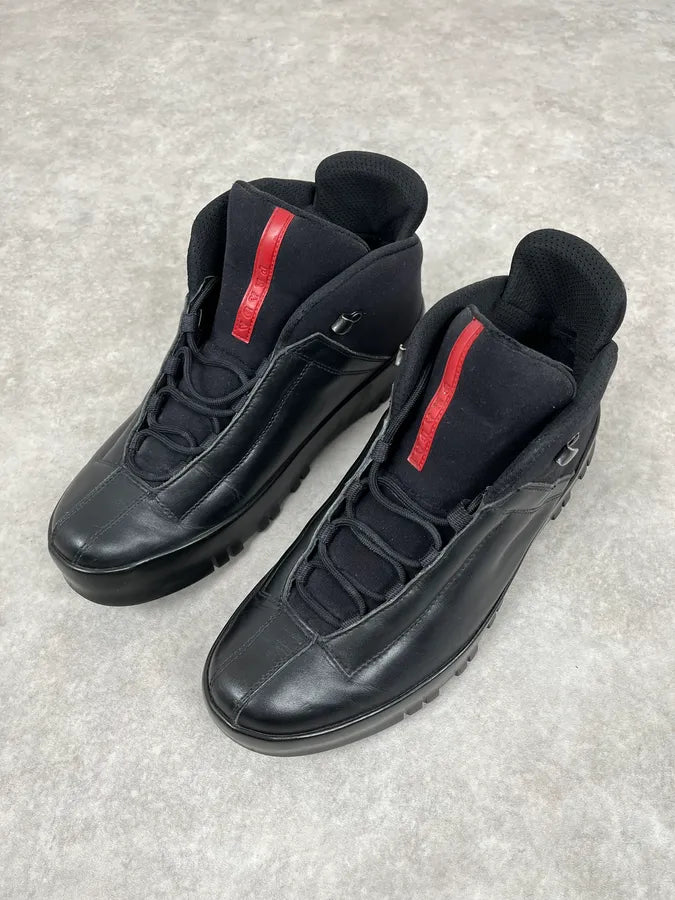 2000s Prada Black 3T Leather Boots vkxlEFX 3