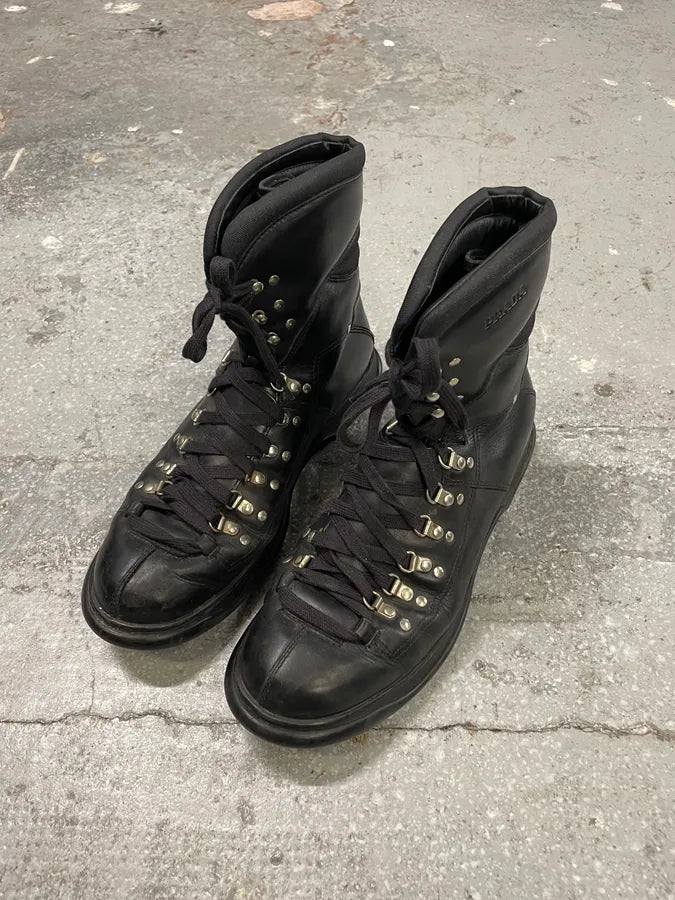 2000s Prada Black Ankle Leather Avant-Garde Boots (42.5eu/us9) 2