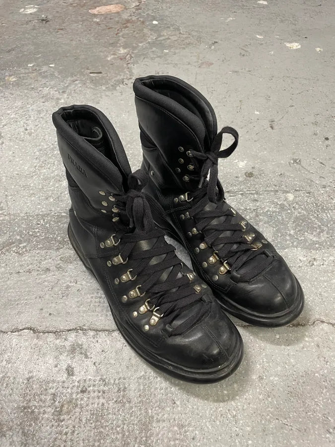 2000s Prada Black Ankle Leather Avant-Garde Boots (42.5eu/us9) 3