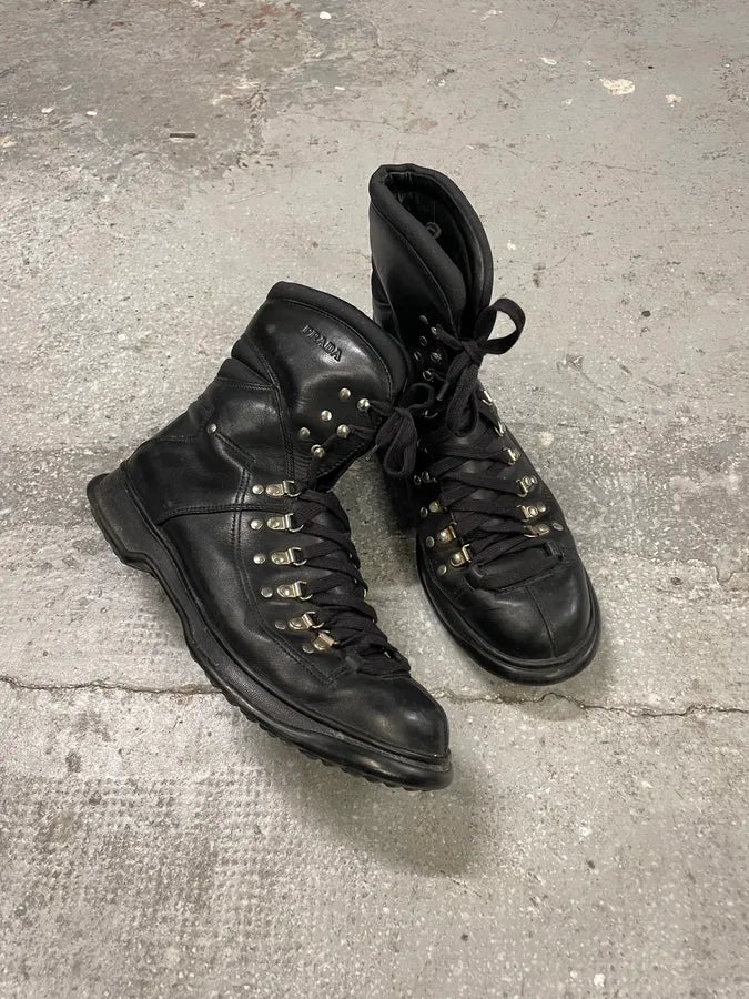 2000s Prada Black Ankle Leather Avant-Garde Boots (42.5eu/us9) 4