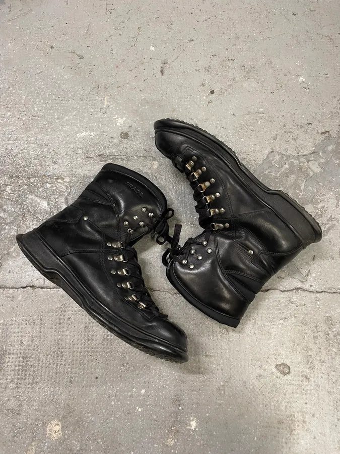 2000s Prada Black Ankle Leather Avant-Garde Boots (42.5eu/us9) 5