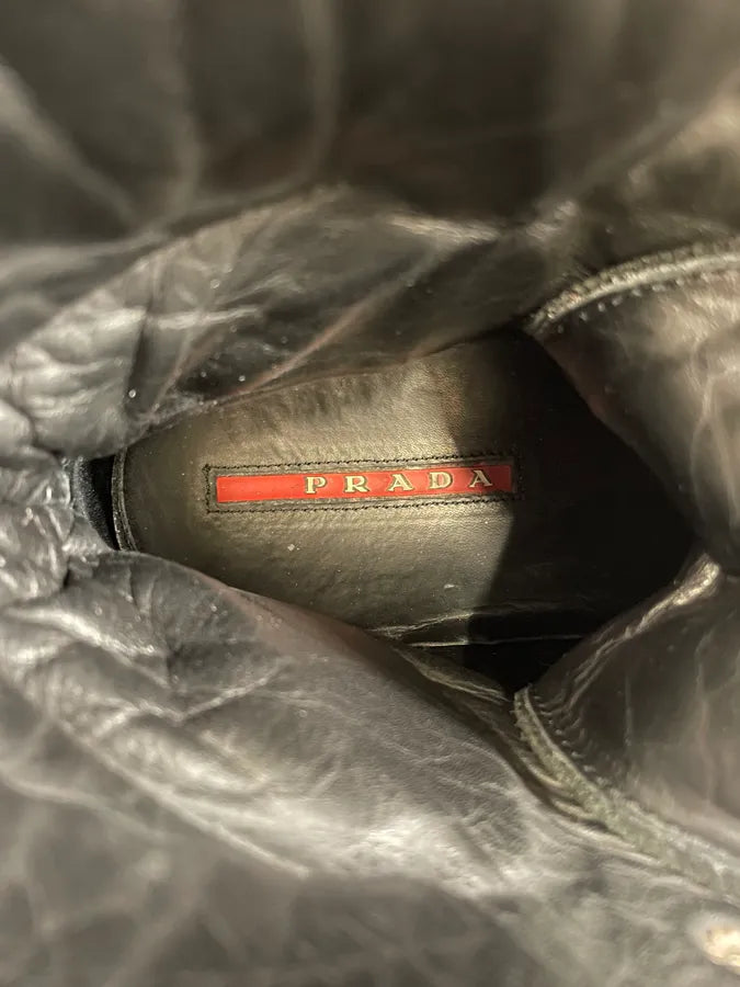2000s Prada Black Ankle Leather Avant-Garde Boots (42.5eu/us9) 9