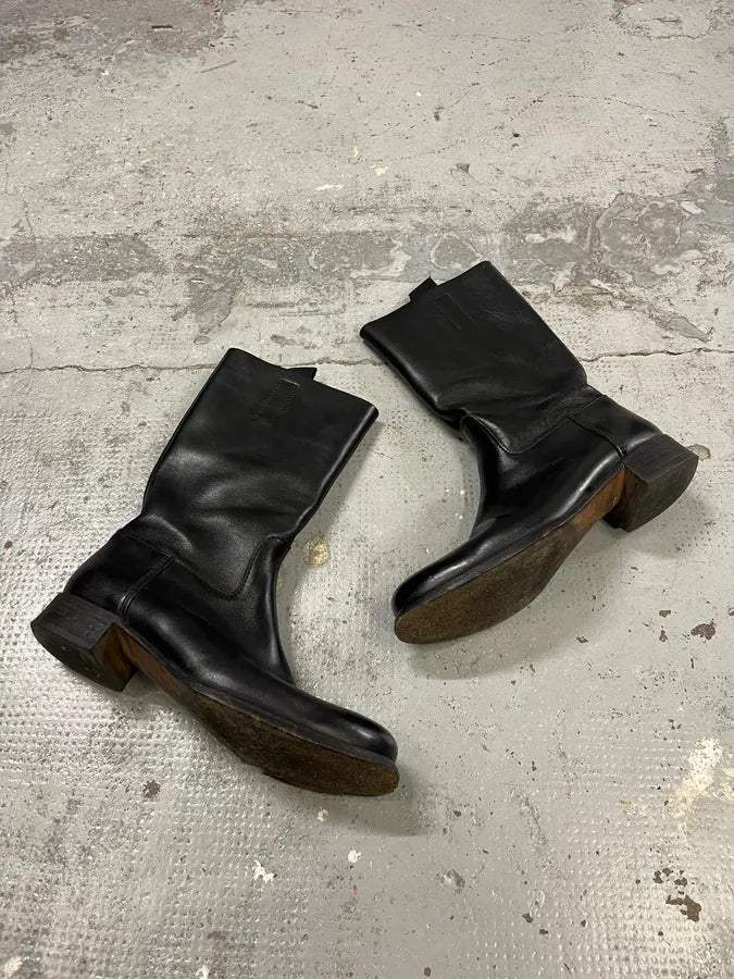 2000s Prada Black Ankle Leather Boots zvKtytJ 1