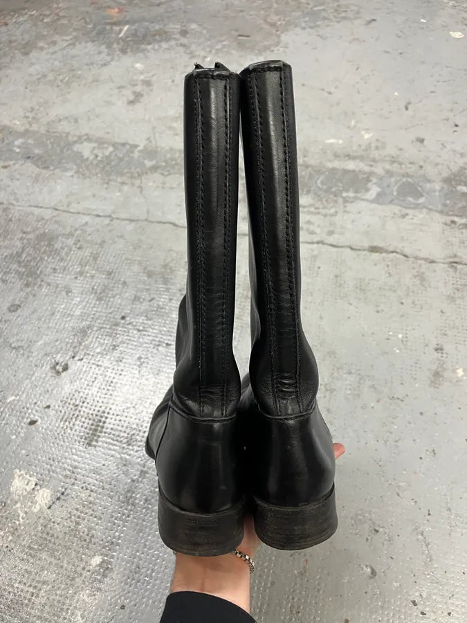 2000s Prada Black Ankle Leather Boots zvKtytJ 4