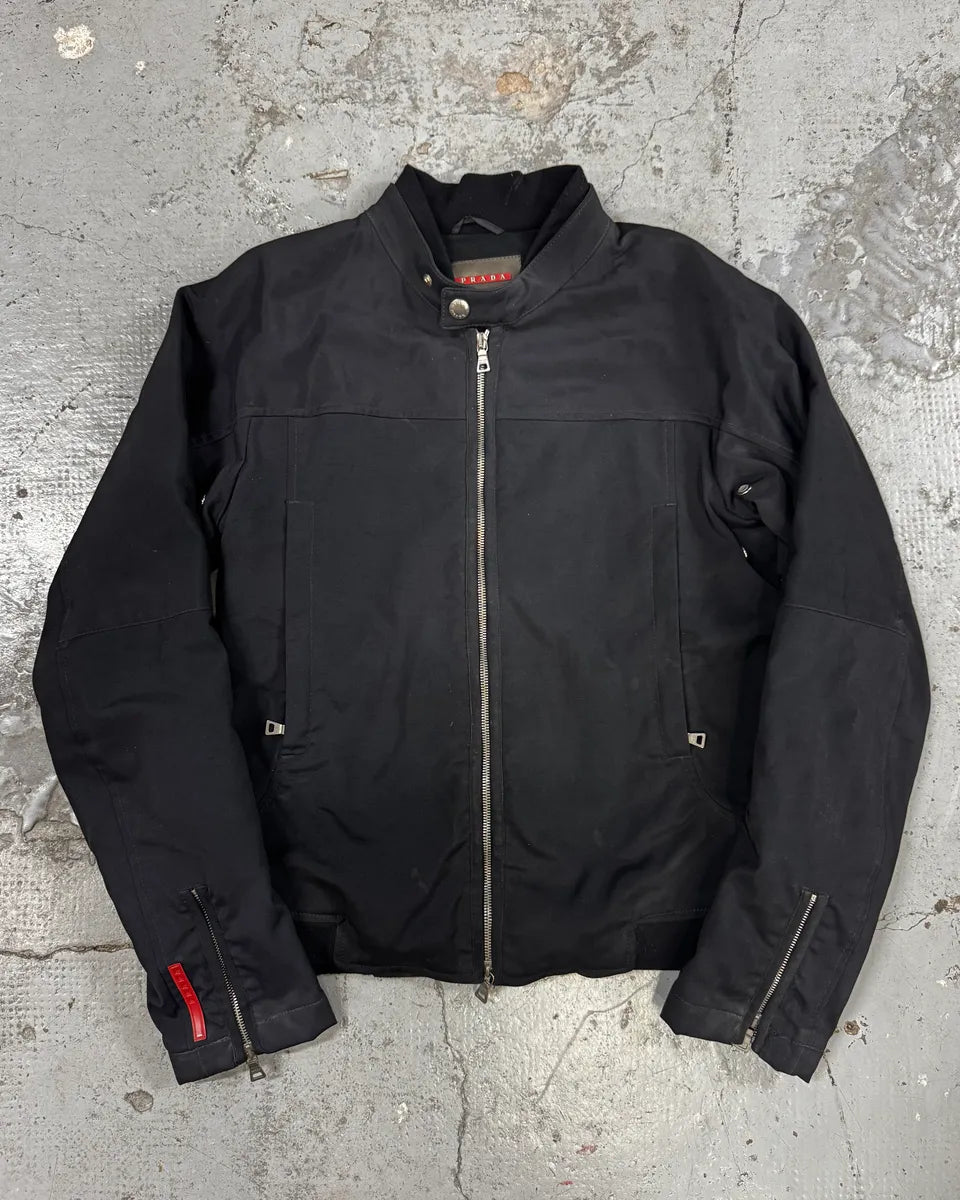 2000s Prada Black Biker Jacket ipkUHRA 0