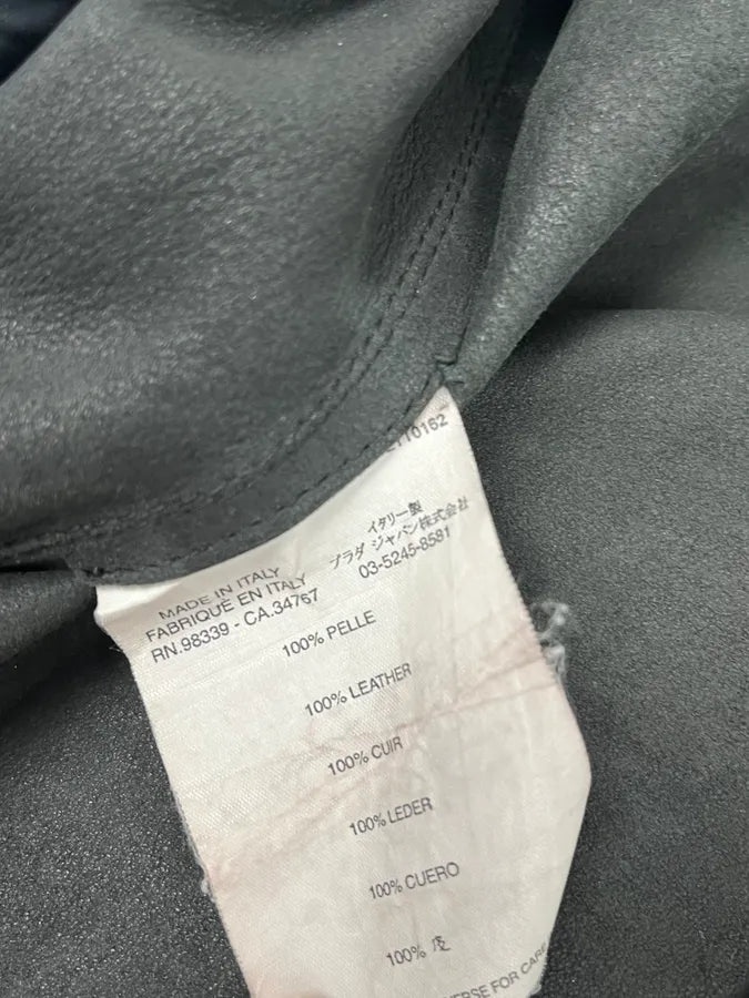 2000s Prada Black Biker Leather Jacket cTgrDJu 10