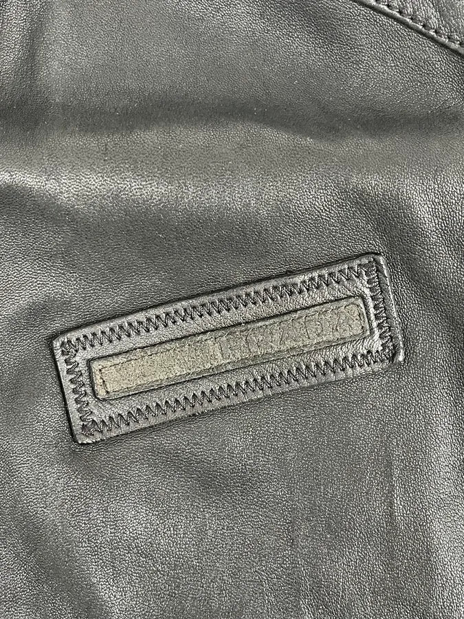 2000s Prada Black Biker Leather Jacket cTgrDJu 6