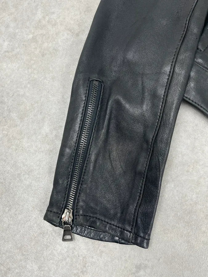 2000s Prada Black Biker Leather Jacket cTgrDJu 8