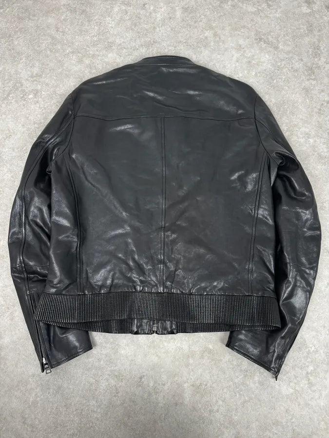 AW2011 Prada Black Biker Leather Jacket DatLXRk 3
