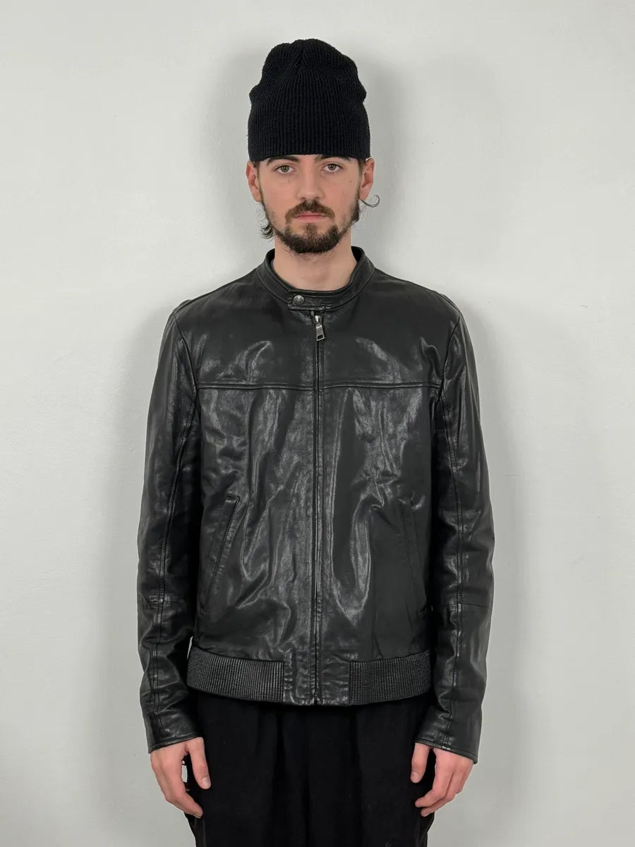 AW2011 Prada Black Biker Leather Jacket DatLXRk 1