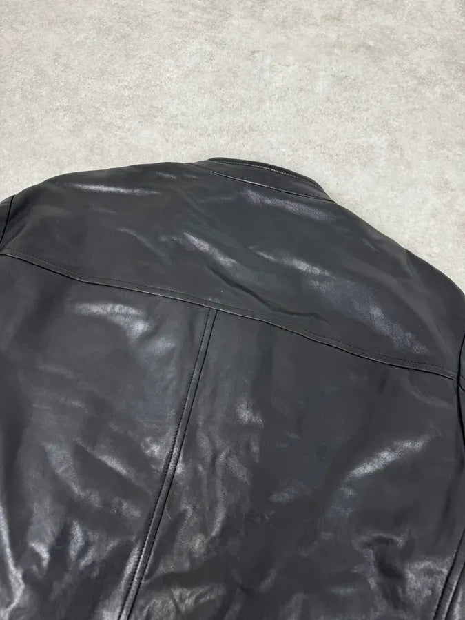 AW2011 Prada Black Biker Leather Jacket DatLXRk 5