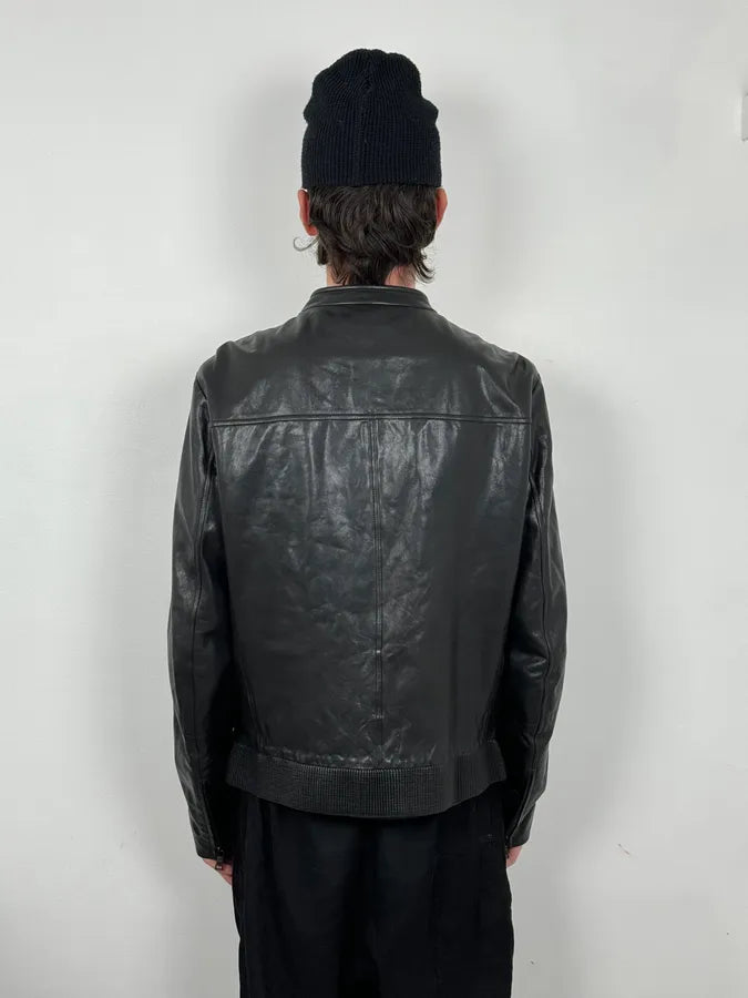 AW2011 Prada Black Biker Leather Jacket DatLXRk 2