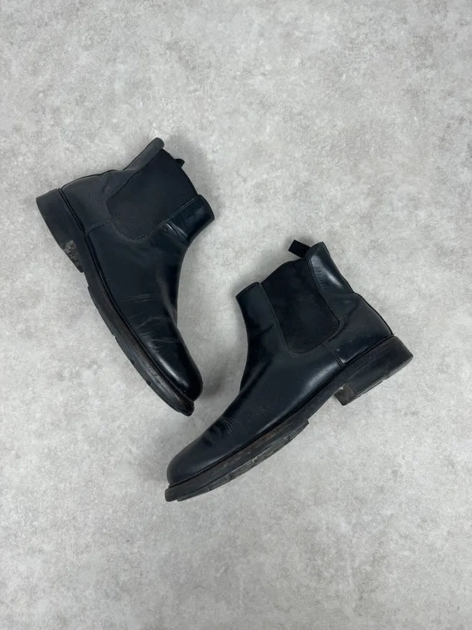 2000s Prada Black Biker Leather Minimalist Boots yVxWvuX 3