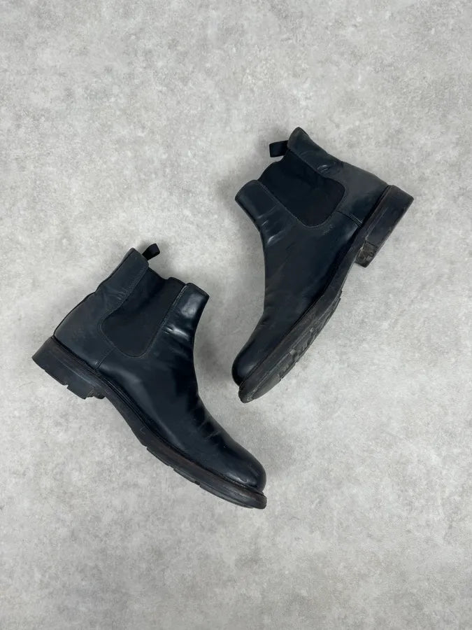 2000s Prada Black Biker Leather Minimalist Boots yVxWvuX 2