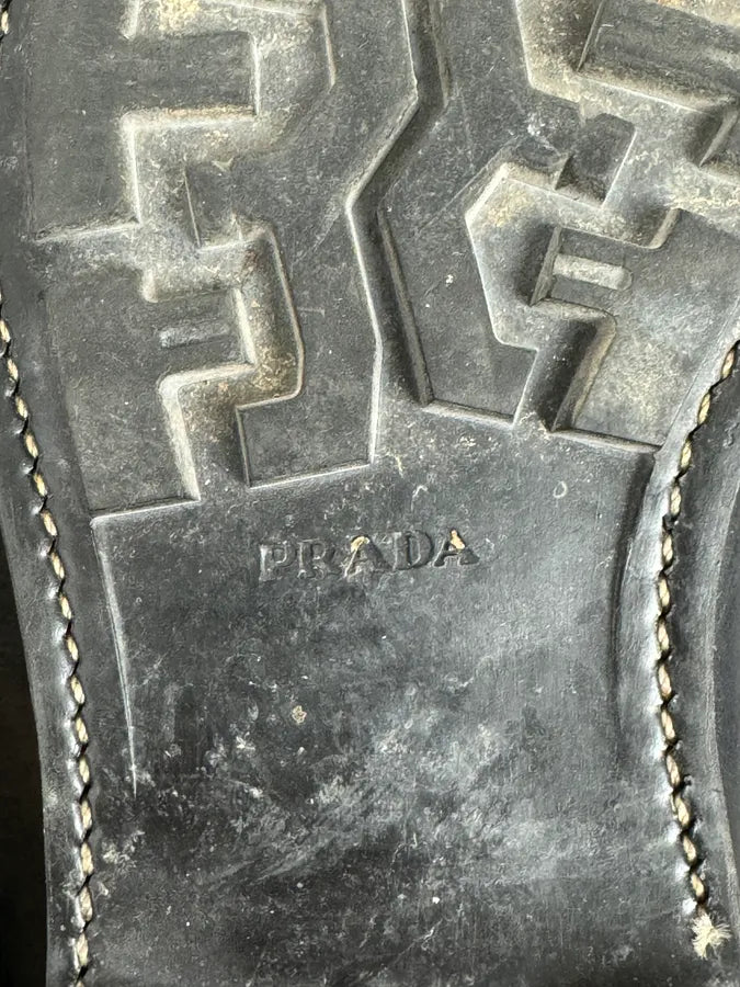 2000s Prada Black Biker Leather Minimalist Boots yVxWvuX 7