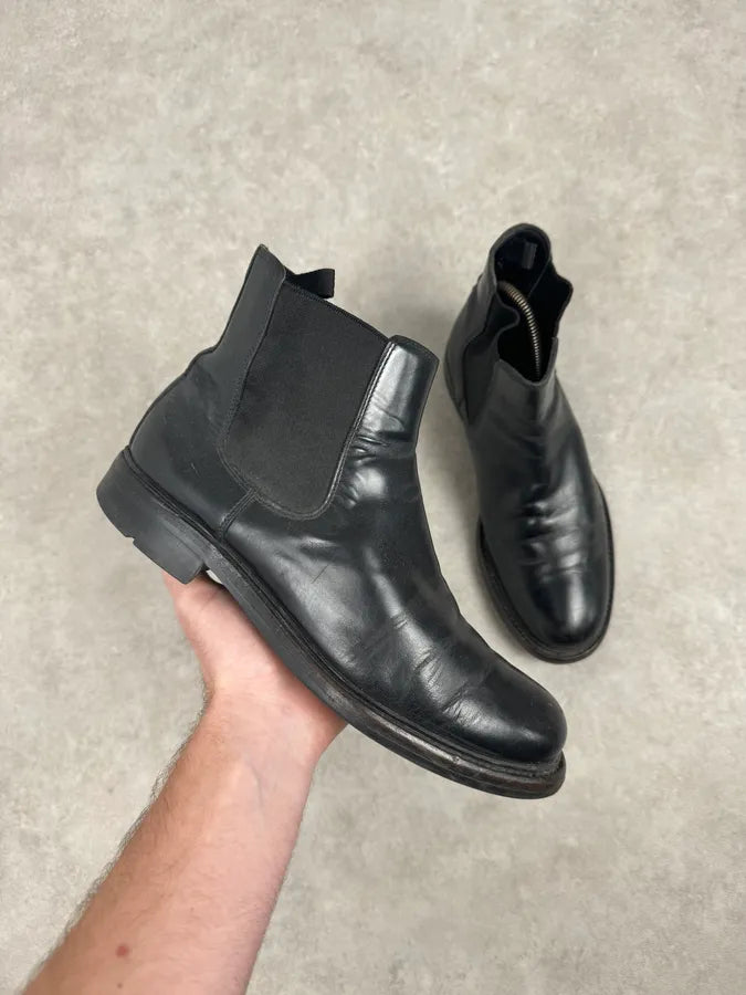 2000s Prada Black Biker Leather Minimalist Boots yVxWvuX 0