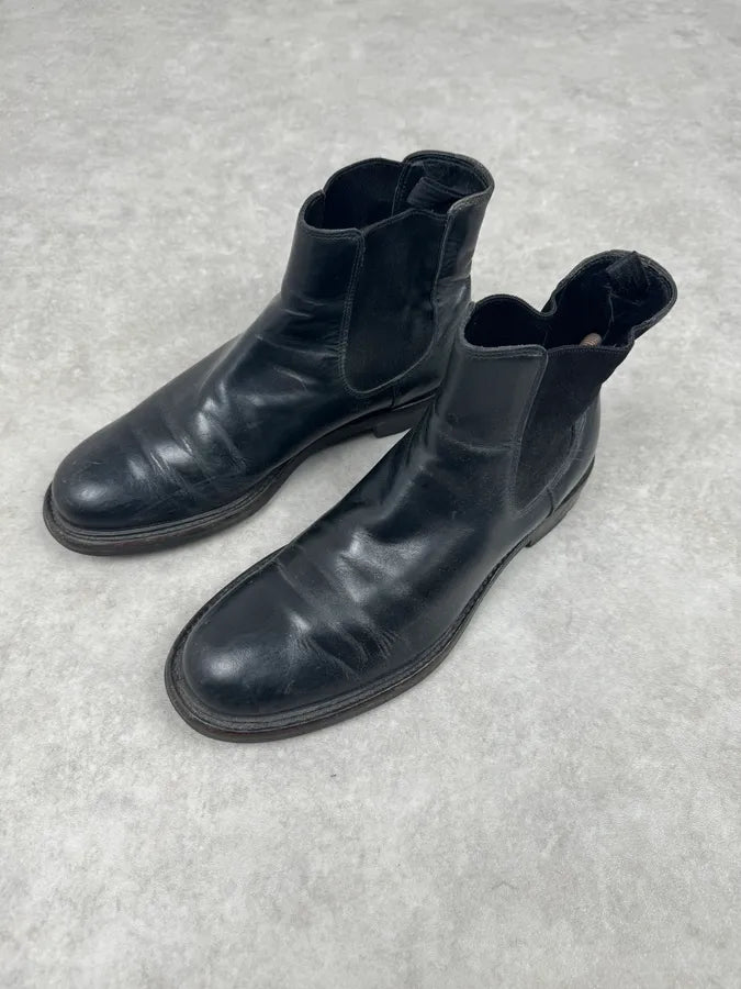 2000s Prada Black Biker Leather Minimalist Boots yVxWvuX 4