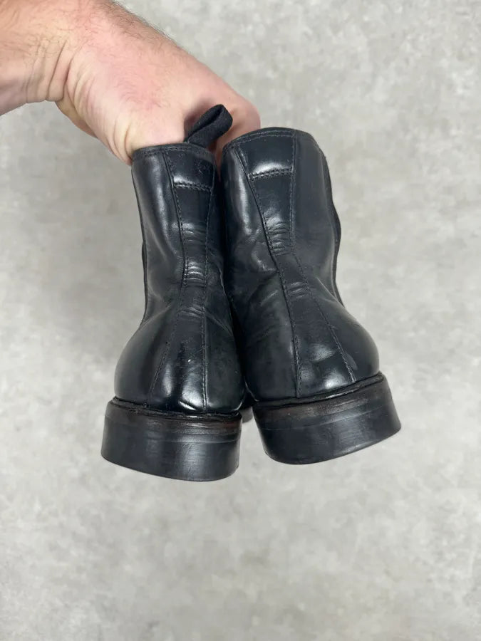 2000s Prada Black Biker Leather Minimalist Boots yVxWvuX 5